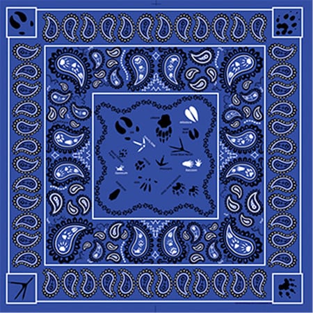The Printed Image 22 x 22 in. Paisley Tracks Bandana 104123